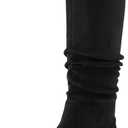 Shoe'N Tale Women's Knee High Boots Flat Low Heel Slouch Pointed Toe Winter Shoes with Side Zipper (8, Black)
