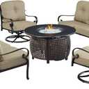 Oakland Living 28 x 26 Outdoor Patio Deep Seating Cushion Set in Tan with Ties, 21.5" L x 25 W x 7.87" H