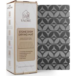 Large Stone Drying Mat for Kitchen Counter, 23.6" x 15.3" Quick Dry Foldable Diatomaceous Earth Dish Drying Mat, Stain-Hiding Design, Eco-Friendly Large Sink Mat for Dishes and Utensils