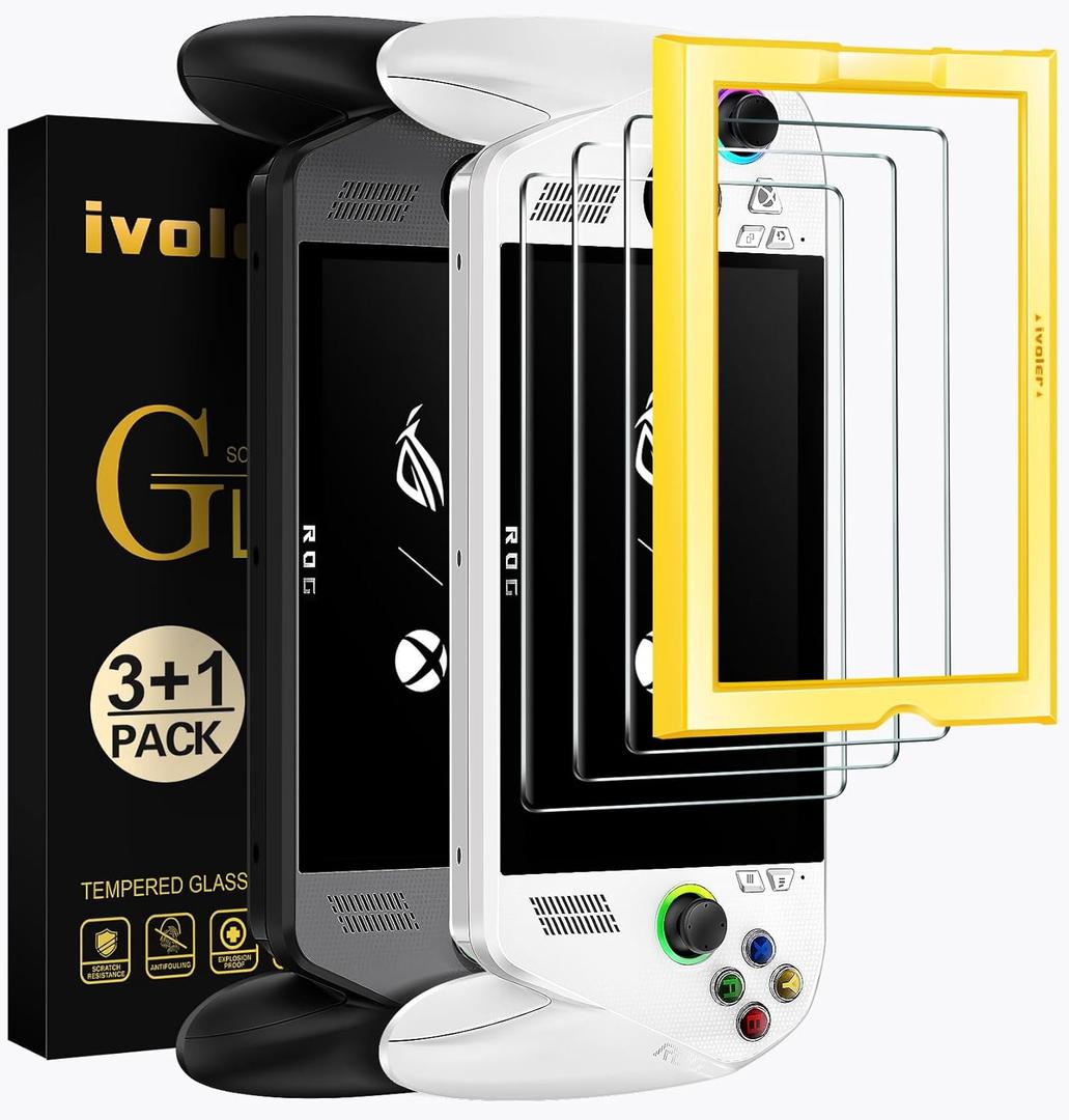 ivoler 3-Pack Screen Protector for ASUS ROG Xbox Ally/ROG Xbox Ally X Handheld 2025 with Alignment Frame, Tempered Glass, 7 inch Full Coverage, Transparent Ultra HD, Anti-Scratch, Anti-Fingerprint