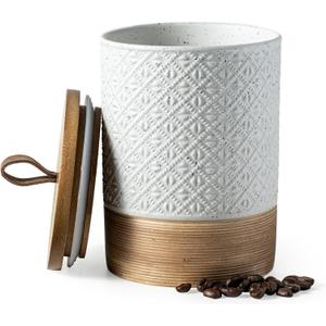 Miamolo Large Coffee Containers with Lids, Ceramic Coffee Canister Kitchen Food Storage Cookie Jars with Airtight Lid for Spice Sugar Tea Candy, Stackable Decorative Jars for Counter - White 28 fl.oz