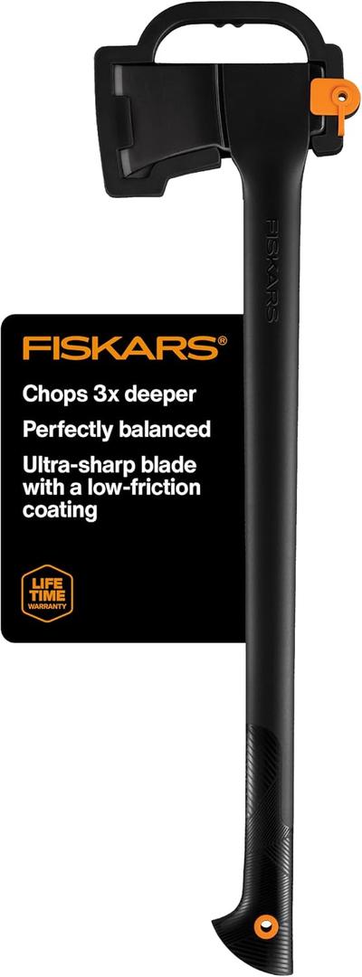 Fiskars 28" Chopping Axe, Ultra-Sharp Blade for Kindling with Ease, Weight Balanced, Garden and Outdoor Gear, 3.5 pounds, Black