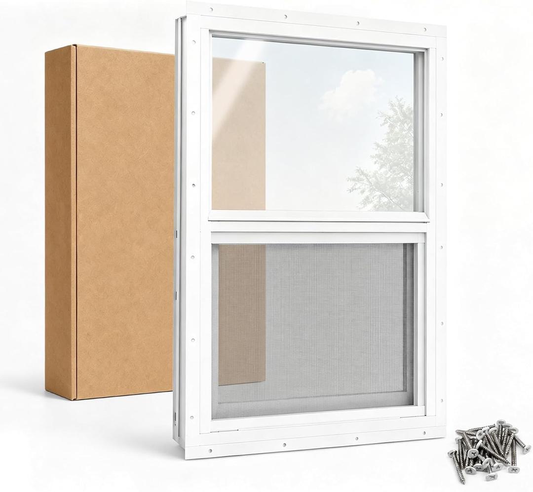 Shed Window, Small Window with Screen,Chicken Coop Window, 12 x 18 Inch