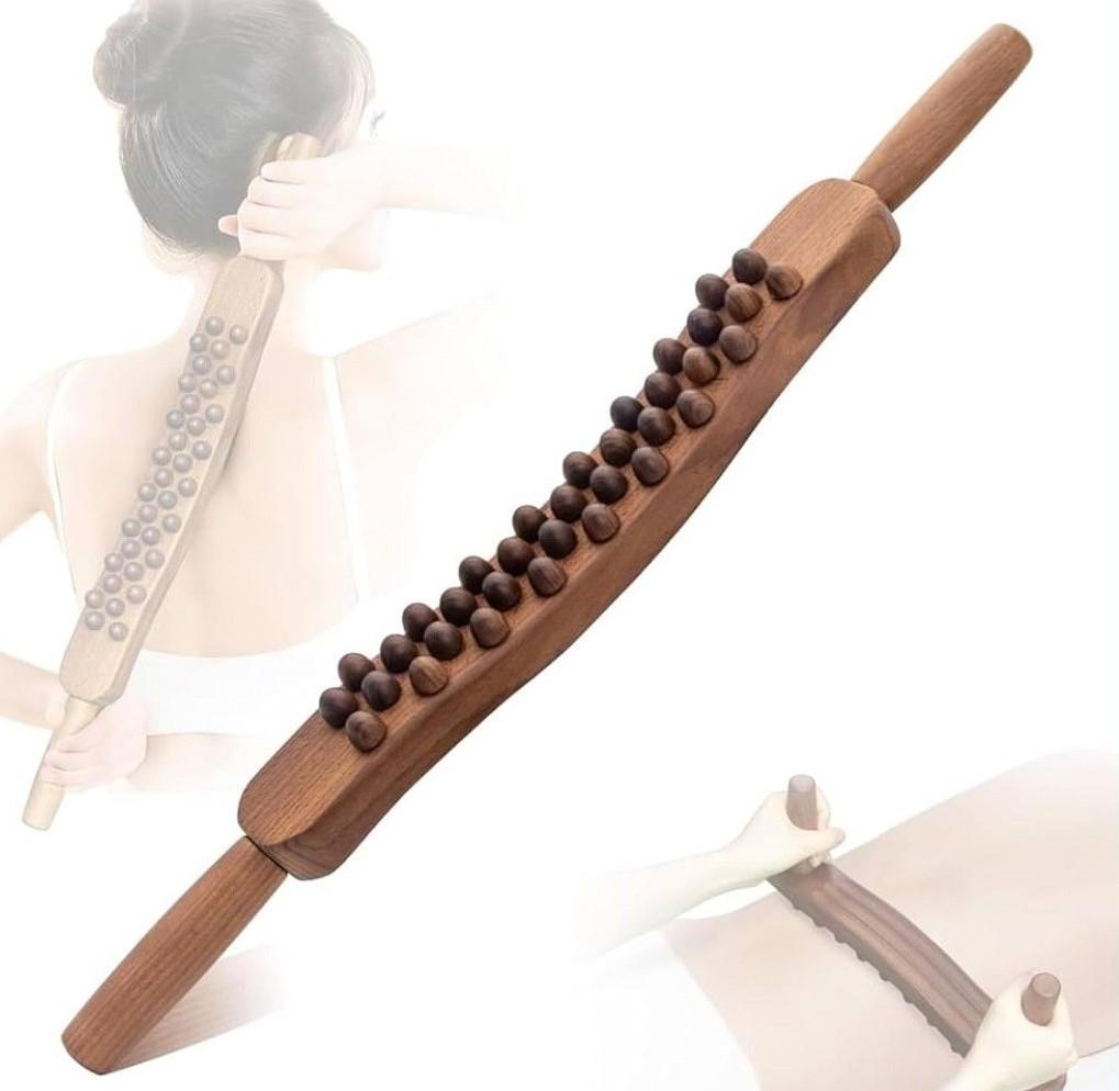 Gua Sha Wooden Massage Tools，Wood Therapy Massage Tools，Lymphatic Drainage Massager，Wood Therapy Release Back Legs Shoulder Pain，Masajeador para Celulitis Y Grasa Abdominal De Madera (34 Knobs