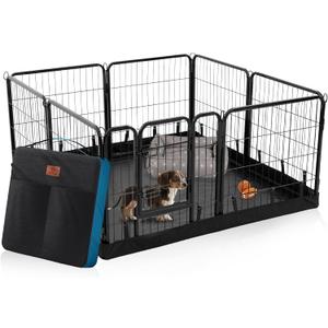 PJYuCien Dog Playpen Plus Storage Bag, 24" H 8 Panels Puppy Pen with Square Bottom, Heavy Duty Dog Fence for Puppies/Small Dogs