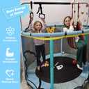 55" Indoor & Outdoor Trampoline for Kids with Enclosure, Toddler Trampoline with Adjustable Gymnastics Bar & Toys, No-Gap Safety Design