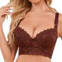 Push Up Bras for Women Lace Underwire Add One Cup Bra with Support Smoothing Bra(34B-46DD) (36D, Brown)