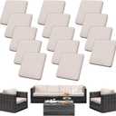 14Pcs Patio Cushion Covers Waterproof, Cushion Covers, Stretch Couch Covers, Patio Couch Slipcovers, Patio Cushion Covers Replacement, Outdoor Chair Cushion Covers (Off-White)