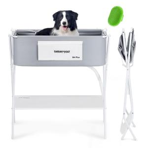 Dog Bathtub Dog Washing Station with Scrubber for Medium Dogs 135lbs or Two Small Pets, B4 Plus Foldable Dog Tub for Bathing and Grooming, Portable Collapsible Dog Shower Tub