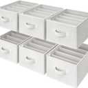 GRANNY SAYS Jean Organizer for Closet, Clothes Drawer Organizer, Pants Organizer, Wardrobe Clothes Organizers, Clothes Storage Bins, Drawers for Sweater, T Shirt, Beige, 6-Pack