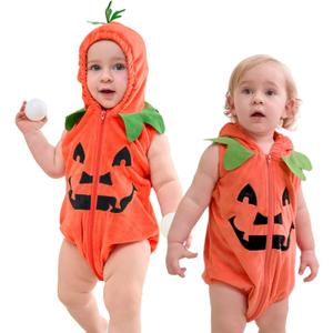 Infant Baby Halloween Pumpkin Costume Cute Newborn Toddler Pumpkin Costumes Halloween Outfit Romper for Kid Boys Girls (6-12 Months)