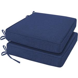 Outdoor Chair Cushion 18 x 18 x 3 Inch, Waterproof & 3-Year Fade Resistant Patio Furniture Cushions, Removable Cover and Adjustable Ties for Garden Sofa Couch (Blue)