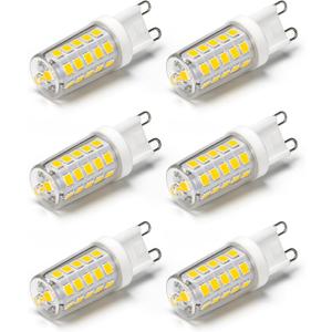 6 Pack G9 LED Bulb Dimmable 4W, 30W 40W Halogen Equivalent, 120V No Flicker 360 Beam Angle 400LM G9 LED Light Bulb (Daylight White) (Daylight White 6000k)