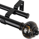 KAMANINA Bronze Double Curtain Rod 32-72 Inches, 1 Inch Telescoping Curtain Rods for Windows, Long Dual Curtain Rods with Marbled Finials