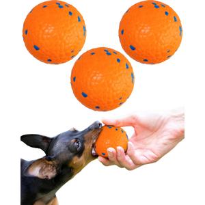 ALPI Chomp Ball - Durable Chew Toys for Dogs & Other Pets - Stimulating Dog Toys for Aggressive Chewers - Soft Dog Chews - 3-Pack, Orange
