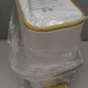 Cesun Small Bathroom Trash Can with Lid Soft Close, 5 Liter/1.3 Gallon Stainless Steel Garbage Can with Removable Inner Bucket, Step Pedal, Slim Waste Basket for Toilet, Office, Bedroom (White&Gold)