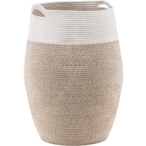 Cotton Rope Laundry Hamper by YOUDENOVA, 105L - Woven Collapsible Basket Clothes Storage for Blankets, Room Organizing, Bedroom Storage,  Brown & White