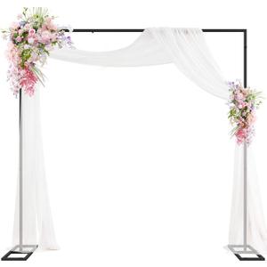 Putros Heavy Duty Backdrop Stand 8ft x 8ft Black Pipe and Drape Backdrop Stand Kit Adjustable Metal Backdrop Sand for Wedding Photobooth Exhibition Decoration