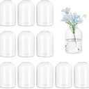 Hewory Glass Bud Vases for Centerpieces: Set of 12 Blown Clear Small Vase Bulk, Mini Cute Flower Vase for Floral Arrangement, Modern Decorations for Wedding Party Event Table Decor, 3.7"(H)×2.75"(D)