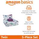 Amazon Basics 5-Piece Soft, Easy-Wash Microfiber Kid's Bed-in-a-Bag Bedding Set with Sheet and Comforter, Twin, Bluish Flowers