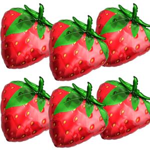 Strawberry-Balloons Berry-Birthday-Balloon 6PCS 28inch Red Fruit Strawberry First Birthday Party Decorations Wedding Baby Shower Gender Reveal Supply