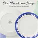 Portmeirion Potter's Stripe Salad Plate (Set of 4) - 8" Earthenware Plates with Classic Striped Rim - Microwave, Dishwasher, Freezer, Oven Safe - Ideal Modern Dinnerware Set (Blue Stripe)