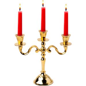 Rely+ 3 Arm Baby Candelabra Gold Glossy 8 Inch Taper Candle Holders Gothic Decorations Candlesticks Holder Home Decor Wedding Parties Centerpiece for Dining Table