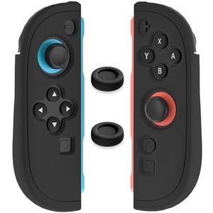 RHOTALL Protective Case for Nintendo Switch 2 joycon Controllers, Soft Anti-Slip Ergonomics Silicone Protective Shell Cover Compatible with Switch 2 joycon Skin with 2 Thumb Grips - Black