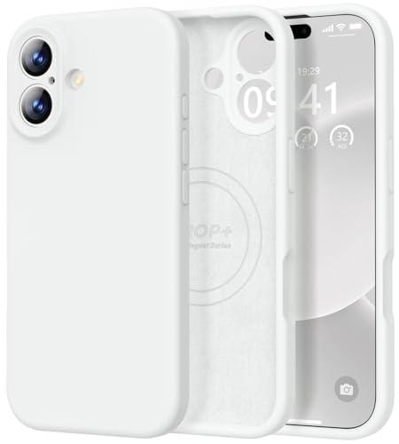 Vooii Magnetic for iPhone 17 Case, Compatible with Magsafe (Premium Liquid Silicone) (Integrated Camera Control Button) Full Body Protective Anti-Scratch Microfiber Lining 6.3", White