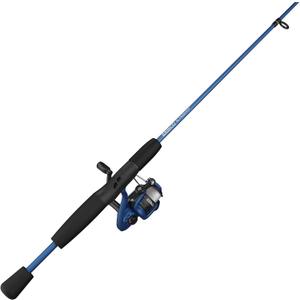Zebco Slingshot Spinning Reel and Fishing Rod Combo, 5-Foot 6-Inch 2-Piece Fishing Pole, Size 20 Reel, Changeable Right- or Left-Hand Retrieve, Pre-Spooled with 8-Pound Zebco Cajun Line, Blue