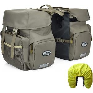 50L Panniers Bike Bags, Waterproof Bike Panniers Made of High-Density 600D Polyester for Durable Use, Bike Saddle Bag come with Reflective Trim and Rain Cover, Easy Organize in 7 inch Rack