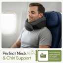 Travel Neck Pillow for Airplanes, 360° Chin Support Memory Foam Travel Pillow for Long Flights, Bamboo Charcoal Memory Foam, Removable Washable Cover, Sleep Mask & Earplugs Included