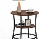 DUMOS End Table, 2-Tier Side Table with Storage Shelf, Round Nightstand for Living Room, Bedroom, Sturdy Metal Accent Stand for Small Spaces, Easy Assembly, Rust, 21.7"D x 21.7"W x 21.9"H