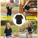 ZDC Girls Striped Short Sleeve T Shirts Kids Crewneck Loose Fit Tunic Tops Summer Tees Blouses 9-10 Years (Black)