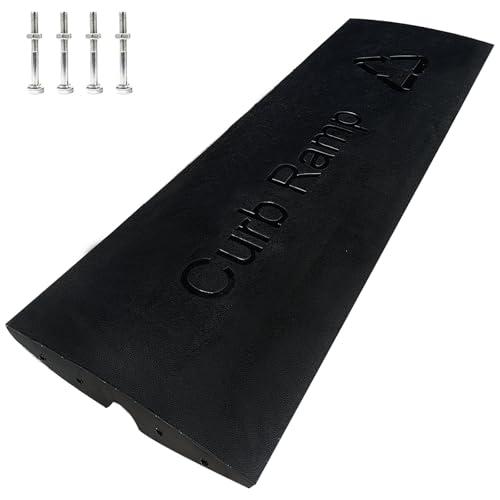 WKINGBOOM All Black Rubber Driveway Ramps 66139lbs Capacity Low Profile Car Threshold Ramp Curbside Bridge Ramps for Loading Dock, Garage, Sidewalk, Truck, Scooter, Bike, Motorcycle & Wheelchair 16*48 Inch