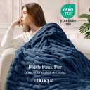 Ultra Soft Cozy Faux Fur Throw Blanket, Fuzzy Plush Thick Bubble Blanket, Oversize Luxury Fluffy Blanket for Couch, Sofa, Bedroom, and Living Room,50x60 Inches,Double Sided Blue