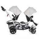 Dream On Me Track Tandem Double Umbrella Stroller in Light Grey, Lightweight Double Stroller for Infant and Toddler, Multi-Position Reversible & Reclining Seats, Large Storage Basket and Canopy