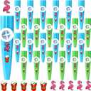 24 Pcs Summer Christmas Kazoos Luau Party Favors Blue Green Kazoo Bulk with Flamingo Claus Stickers Plastic Musical Instruments Toys for Summer Christmas Pool Party Supplies