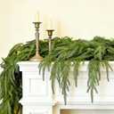 2 Pack 6 Ft Christmas Norfolk Pine Garlands for Mantle Decor, Artificial Greenery Garland for Fireplace Table Wall Indoor Outdoor Christmas Decoration