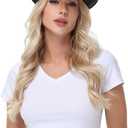 WQWOVRVO Cowboy Hat,Cowgirl Hat,Cowboy Hats for Women Men Western Cowgirl Hats White/Black (Black), One Size