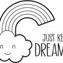 Children Just Keep Dreaming Uplifting Quote Wall Decal Decoration Beautiful Little Rainbow and Happy Clouds Wall Dcor Lasts Years and Easily Removable - Size: 40 in(W) x 36 in(H)