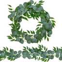 2 Pack Artificial Eucalyptus Garland Each 6.5 FT Faux Greenery Garland for Wedding Mantle Table Runner DIY Garlands Decor