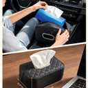 2 Pack Car Tissue Holder, Diamond-quilted Stitching Tissue Box Cover with 2 Mesh Storage Pockets, PU Leather Rectangle Napkin Organizer Fit for 90-160 Regular Size Tissues,Black