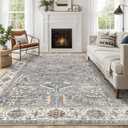 Area Rugs 8x10 for Living Room - Washable Soft Large Vintage Rug Non-Slip Stain Resistant Traditional Stain Resistant Indoor Floor Low Pile Carpet for Bedroom Dining Room or Home Office - Blue Multi (8' x 10' Large, Blue)