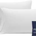 Beckham Hotel Collection Cooling Pillowcases for Hot Sleepers, King Size Set of 2, Cool Bedding, Envelope Closure, Silky Soft, Breathable, Moisture-Wicking, White