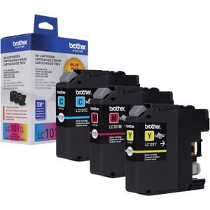 Brother Genuine Standard Yield Color Ink Cartridges, LC1013PKS, Replacement Color Ink Three Pack, Includes 1 Cartridge Each of Cyan, Magenta & Yellow, Page Yield Upto 300 Pages/Cartridge, LC101