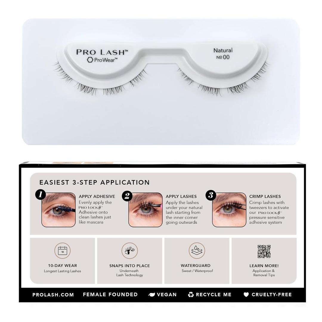 Pro Lash ProWear Professionally Styled Lash Clusters - Easiest to Apply Eyelash Cluster - 10 Day Eyelashes - Waterproof Lashes Clusters - Single Set - Natural No. 00 - Black