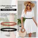 2 x WERFORU 2 Pack Womens Skinny Elastic Waist Belt With Gold Buckle Thin Stretchy Belt for Dress Jeans (A-black+brown)