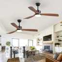 addlon 2 Pack 52 inch Ceiling Fans with Lights, Black Ceiling Fan with Light and Remote Control, Reversible, 3 Wood Blades, 6 Speeds, 3CCT Dimmable, Noiseless, Wood Ceiling Fan for Indoor/Outdoor Use