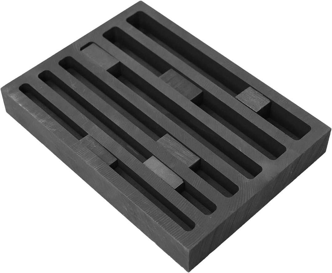 6-in-1 Graphite Ingot Mold, Reusable Graphite Ingot Mold Casting Molds, Long Strip Ingot Mold for Metal Melting, Jewelry Casting, Refining Gold Silver Brass Alumium